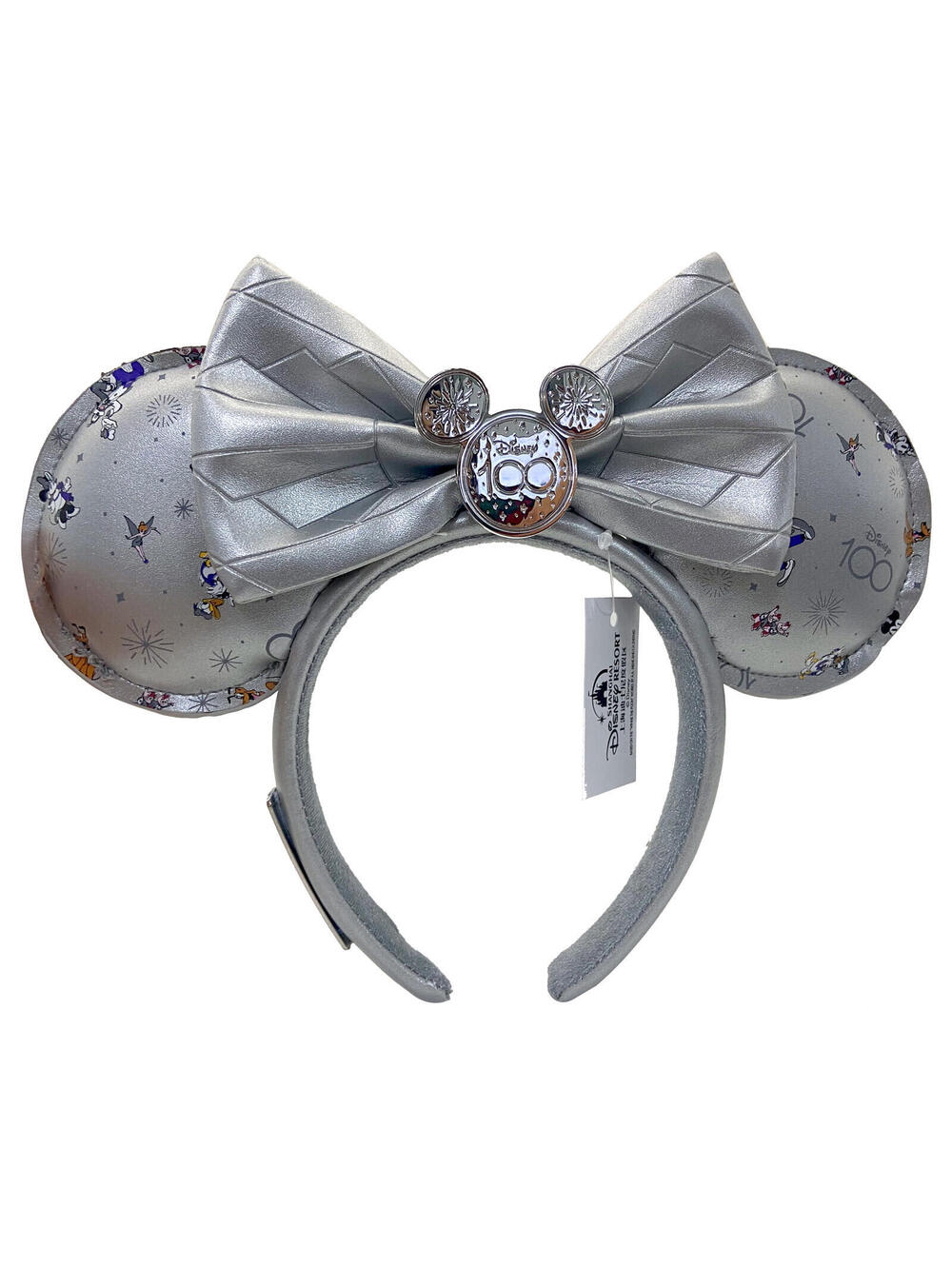 Disney Parks 100 Years Chip&Dale Loungefly Silver Minnie Mouse Ear Headband NEW